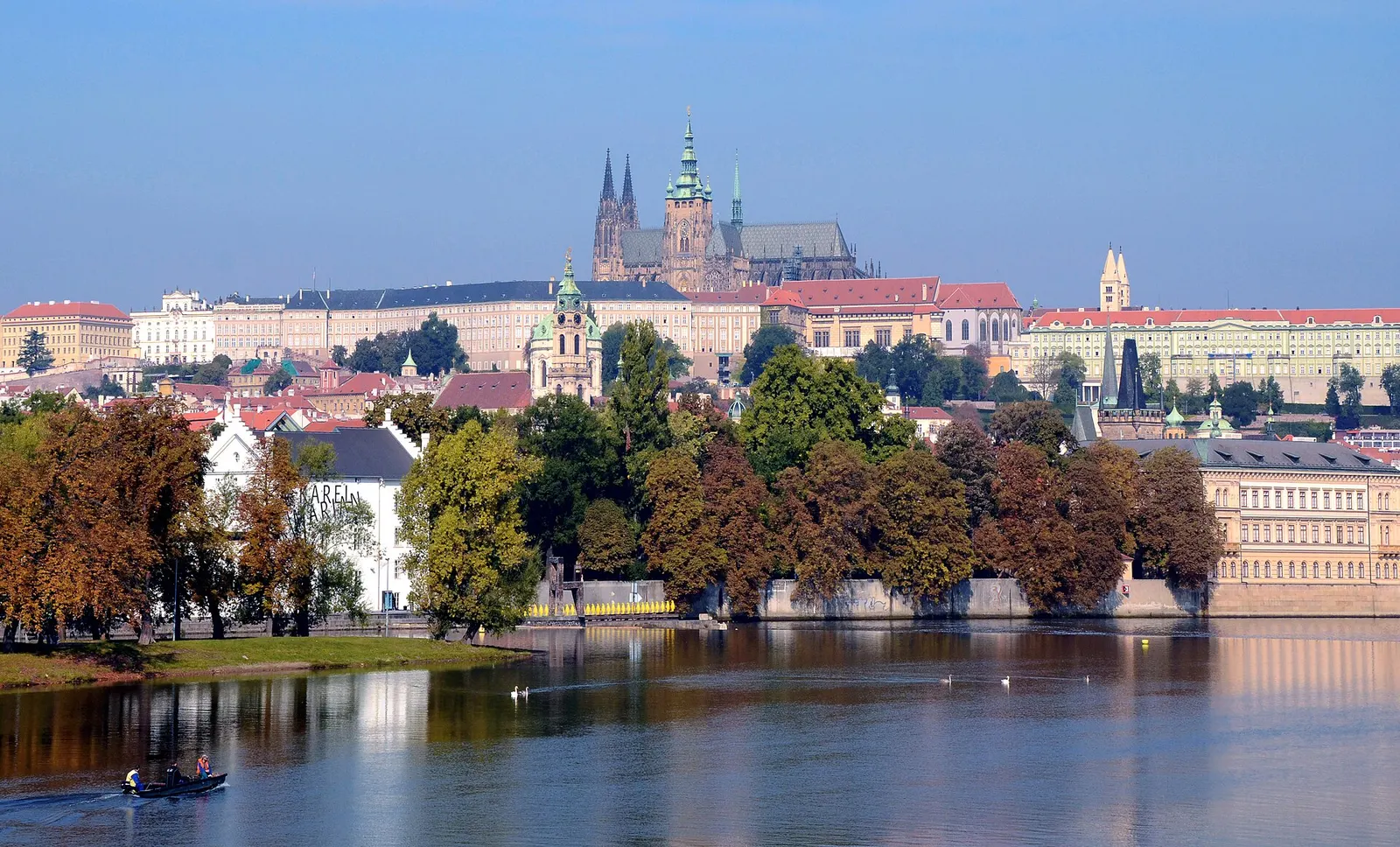 Prague Castle and St Vitus Cathedral above the Vltava river