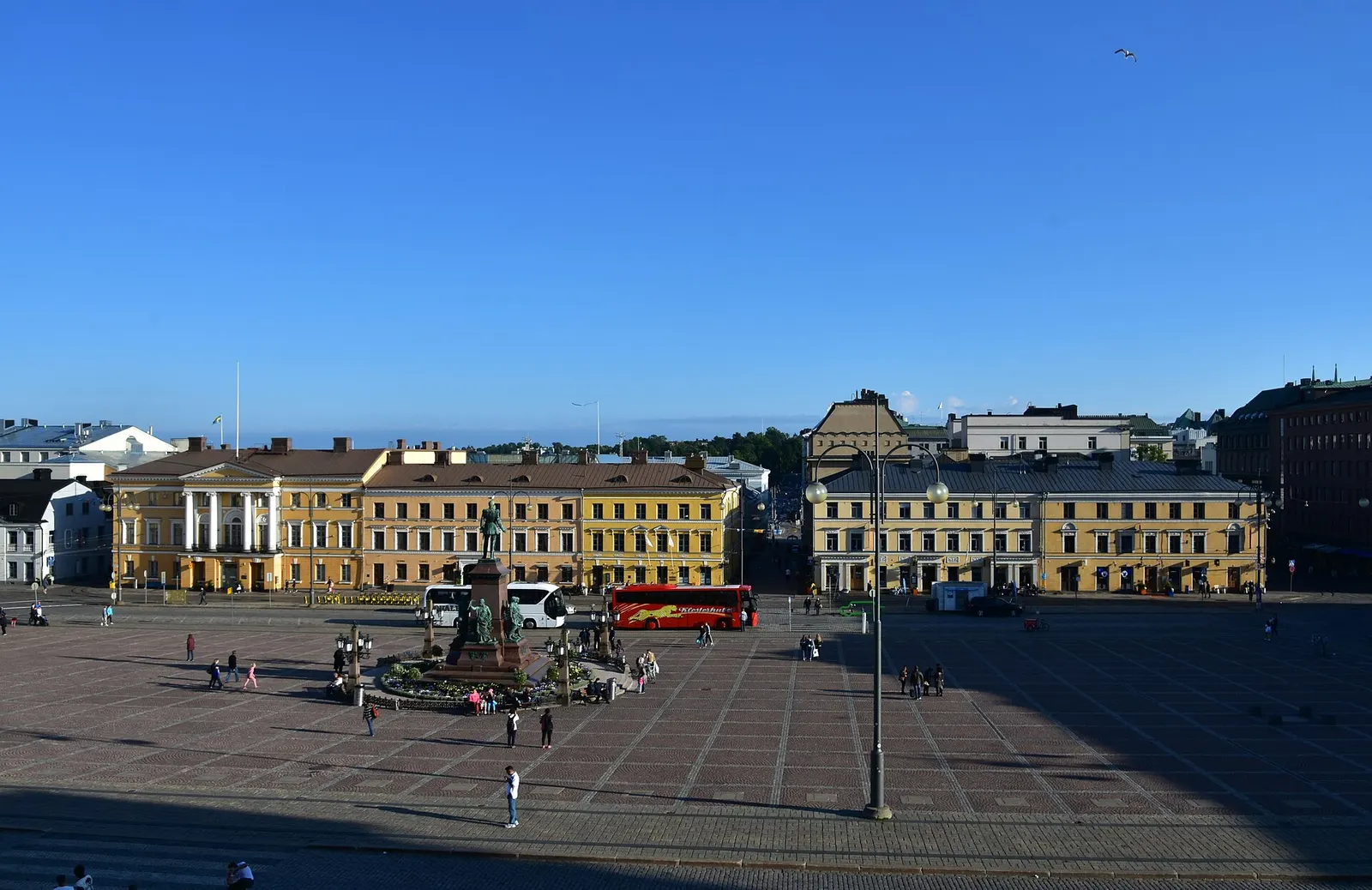 Senate Square and the yellow government buildings in Helsinki