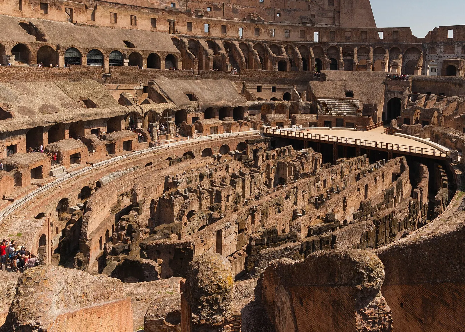 Inside the Colosseum in Rome, looking across the arena