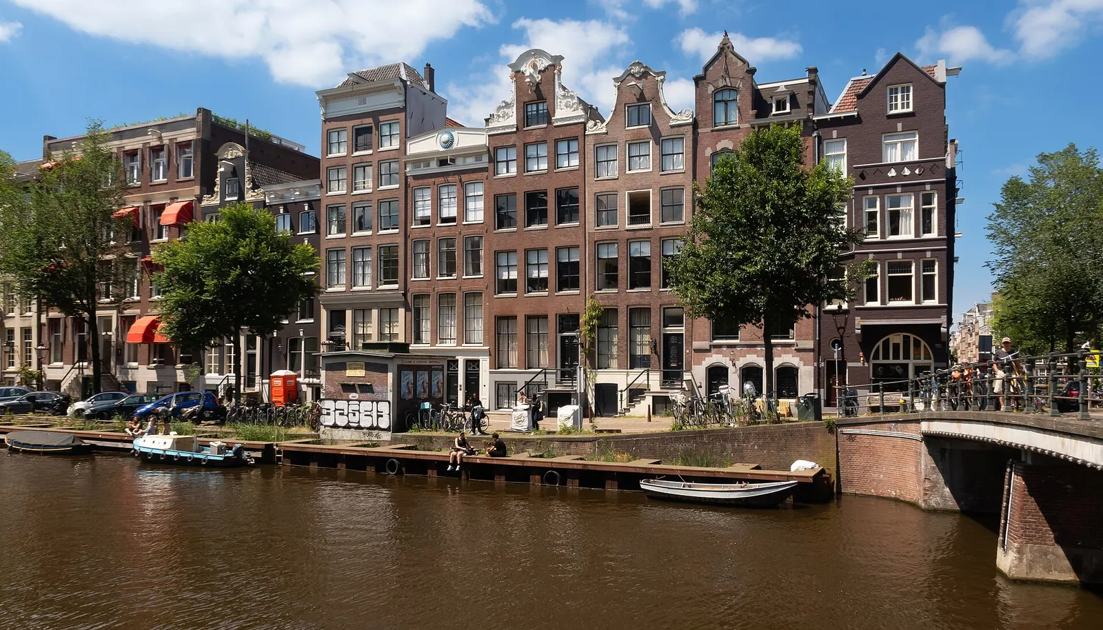 Gabled houses along the Singel canal in Amsterdam