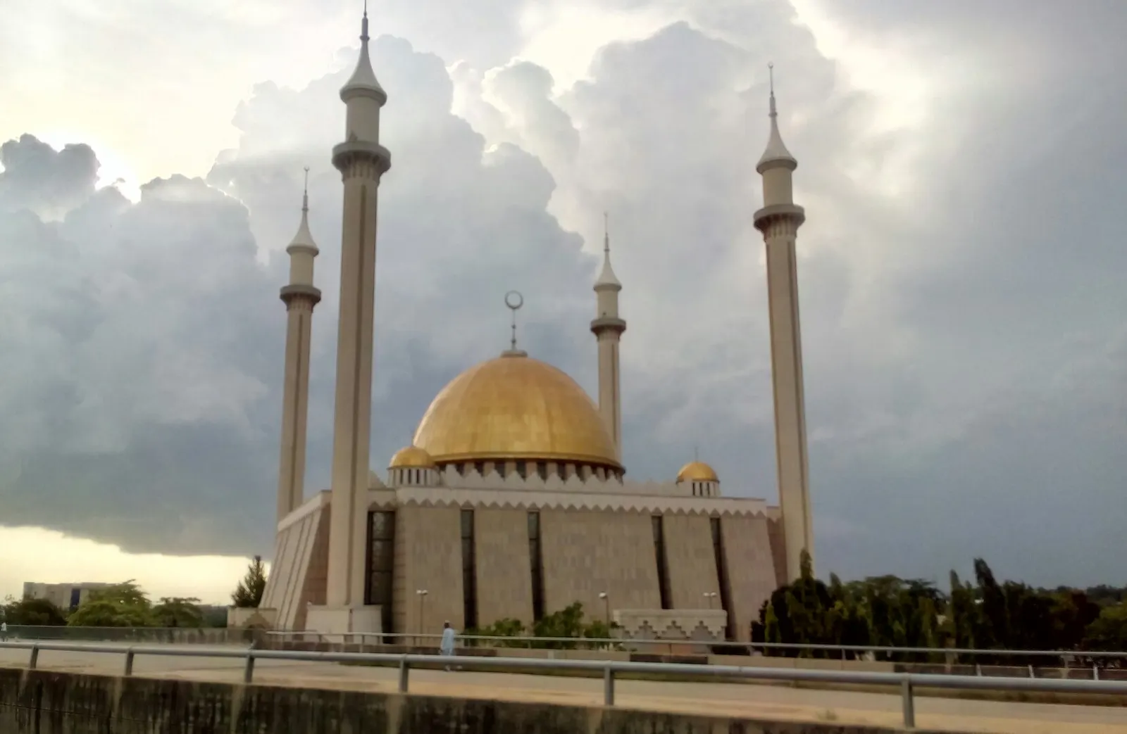Golden dome and minarets of the National Mosque in Abuja