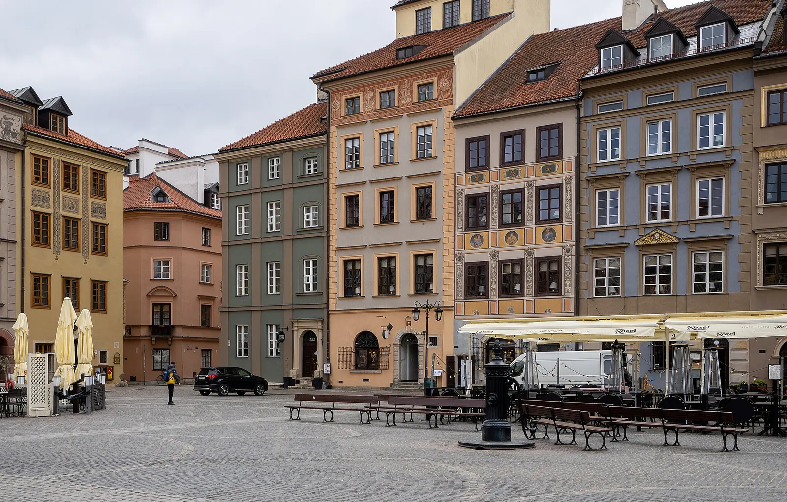 Old Town Market Square in Warsaw with its painted facades