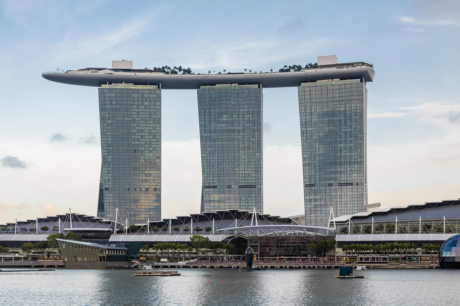 Marina Bay Sands towers seen across the bay in Singapore