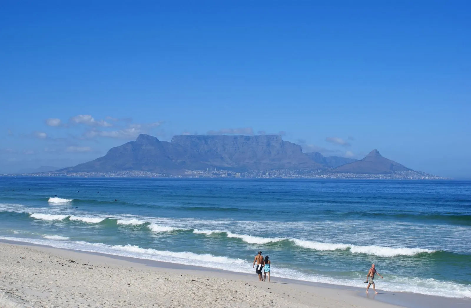 Table Mountain across the bay from Bloubergstrand beach, Cape Town