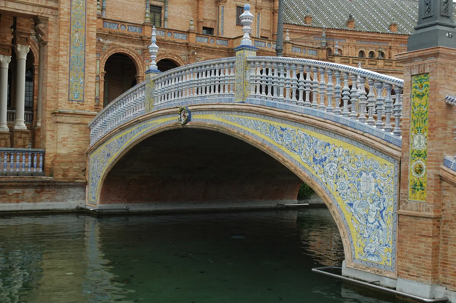 Tiled bridge over the canal at Plaza de Espana, Seville