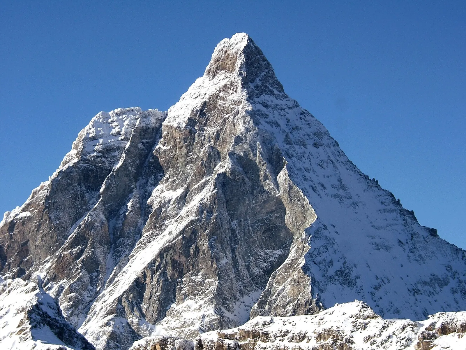 South and east faces of the Matterhorn in winter light