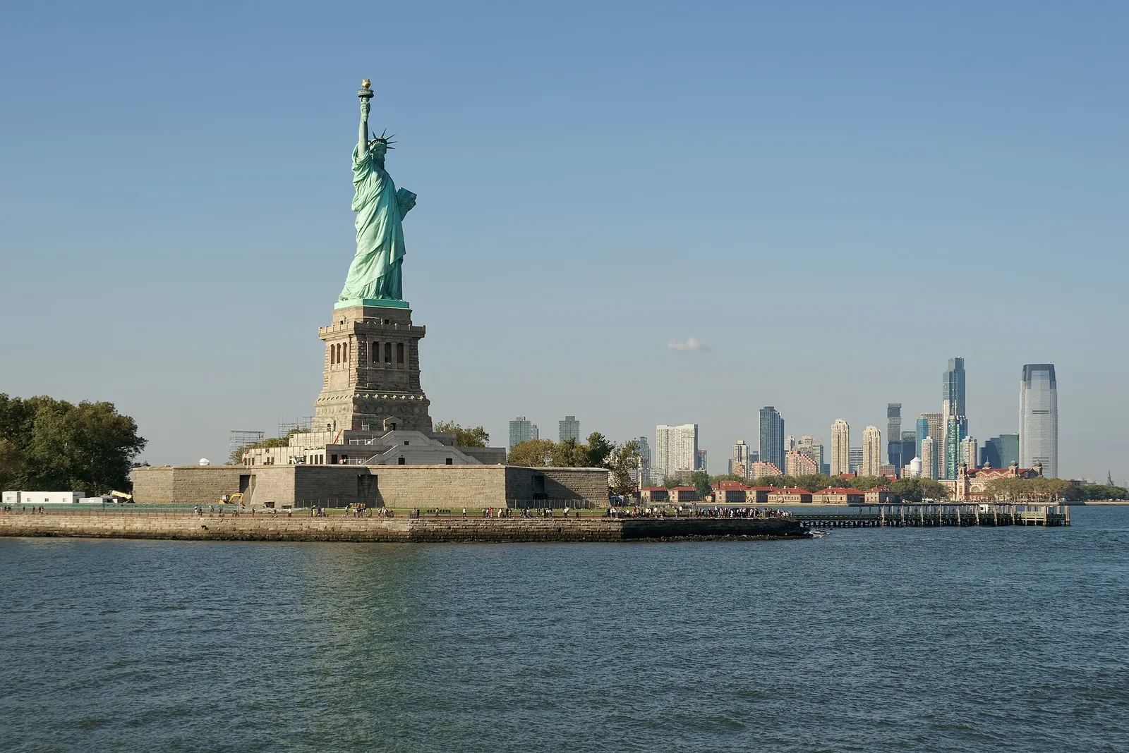 Liberty Island and the Manhattan skyline from the Staten Island ferry