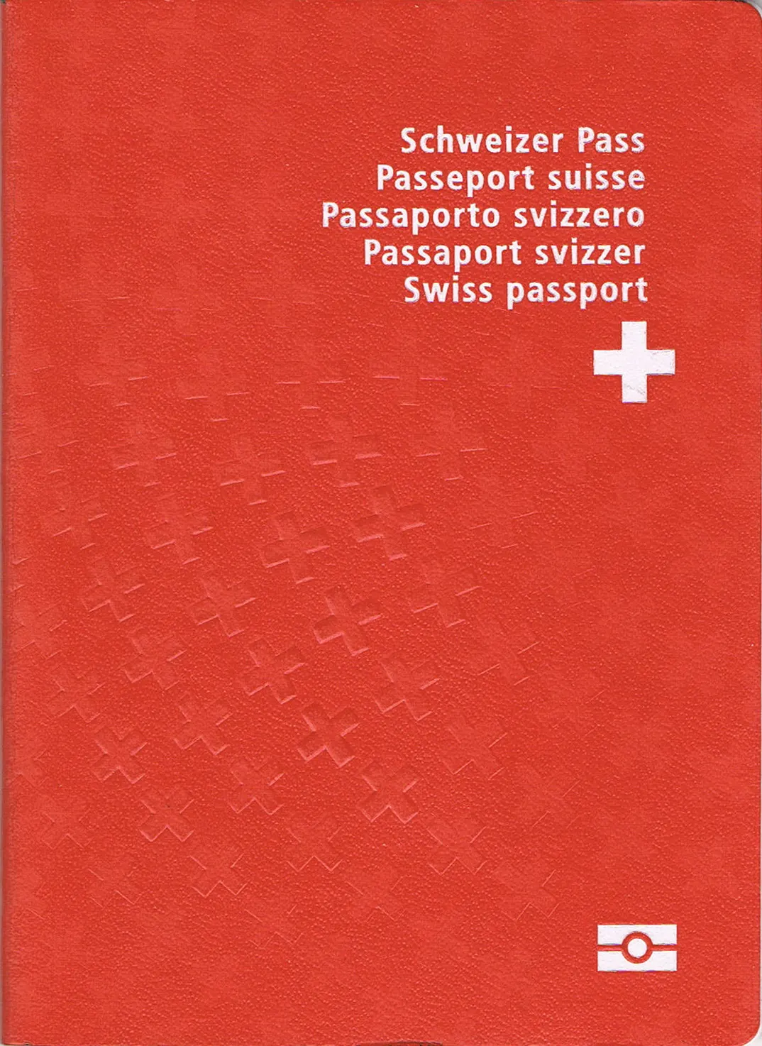 Red Swiss passport cover with the white cross