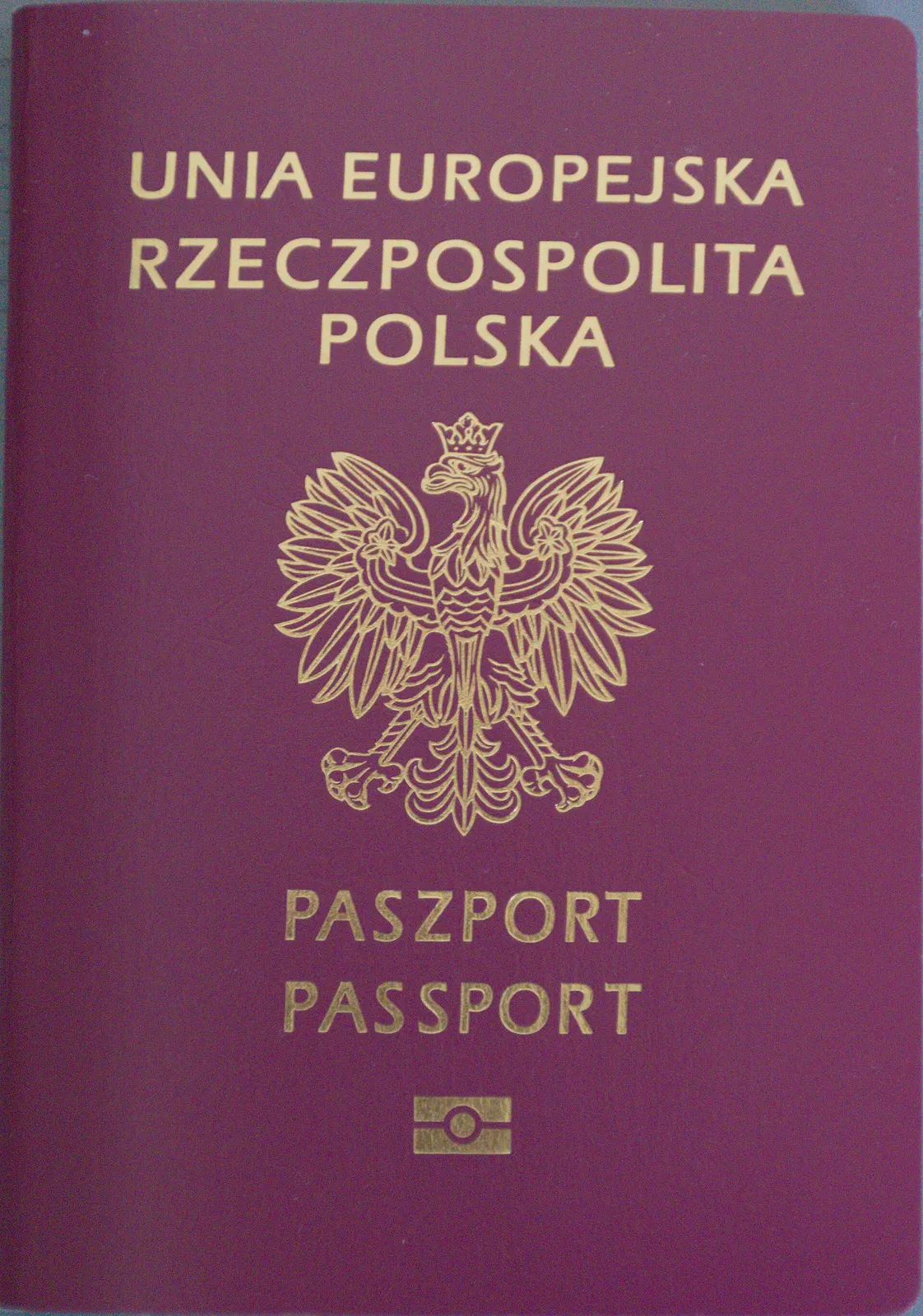 Burgundy Polish passport cover with the white eagle